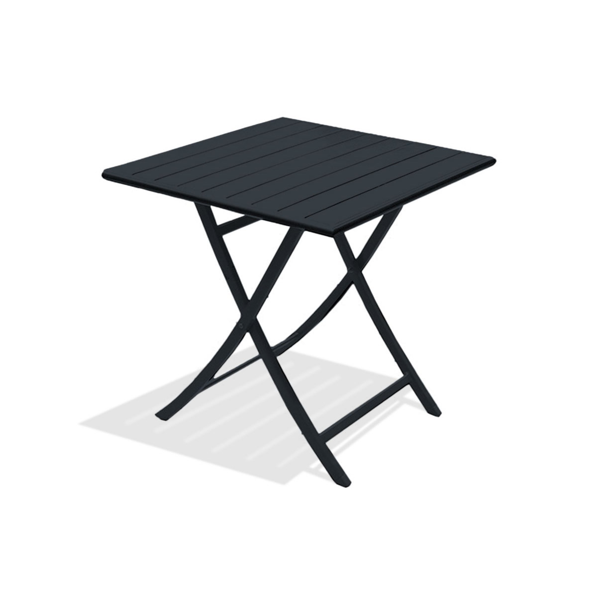 DCB GARDEN Table de jardin pliante 70x70cm aluminium gris anthracite MARIUS