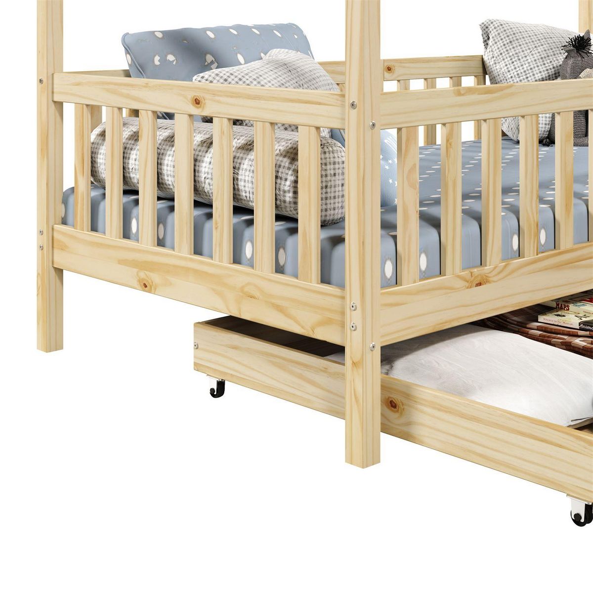 IDIMEX Lit cabane ELEA avec tiroirs, 90 x 190 cm en pin massif