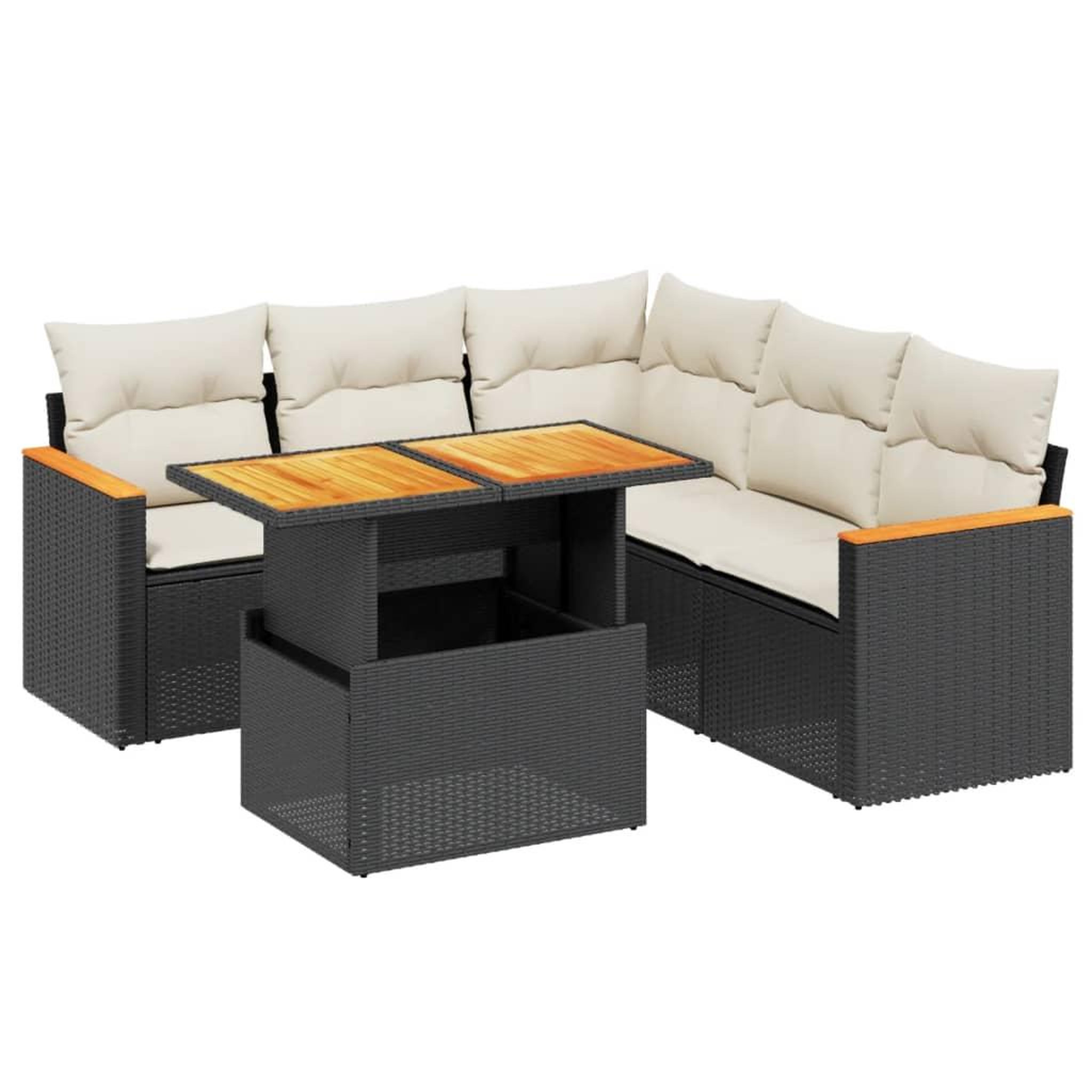 Voir la diapositive 2 : VIDAXL Salon de jardin 6 pcs avec coussins noir resine tressee