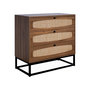 Voir la diapositive 1 : SWEEEK Commode rétro décor bois et cannage 3 tiroirs piètement et poignées en métal noir