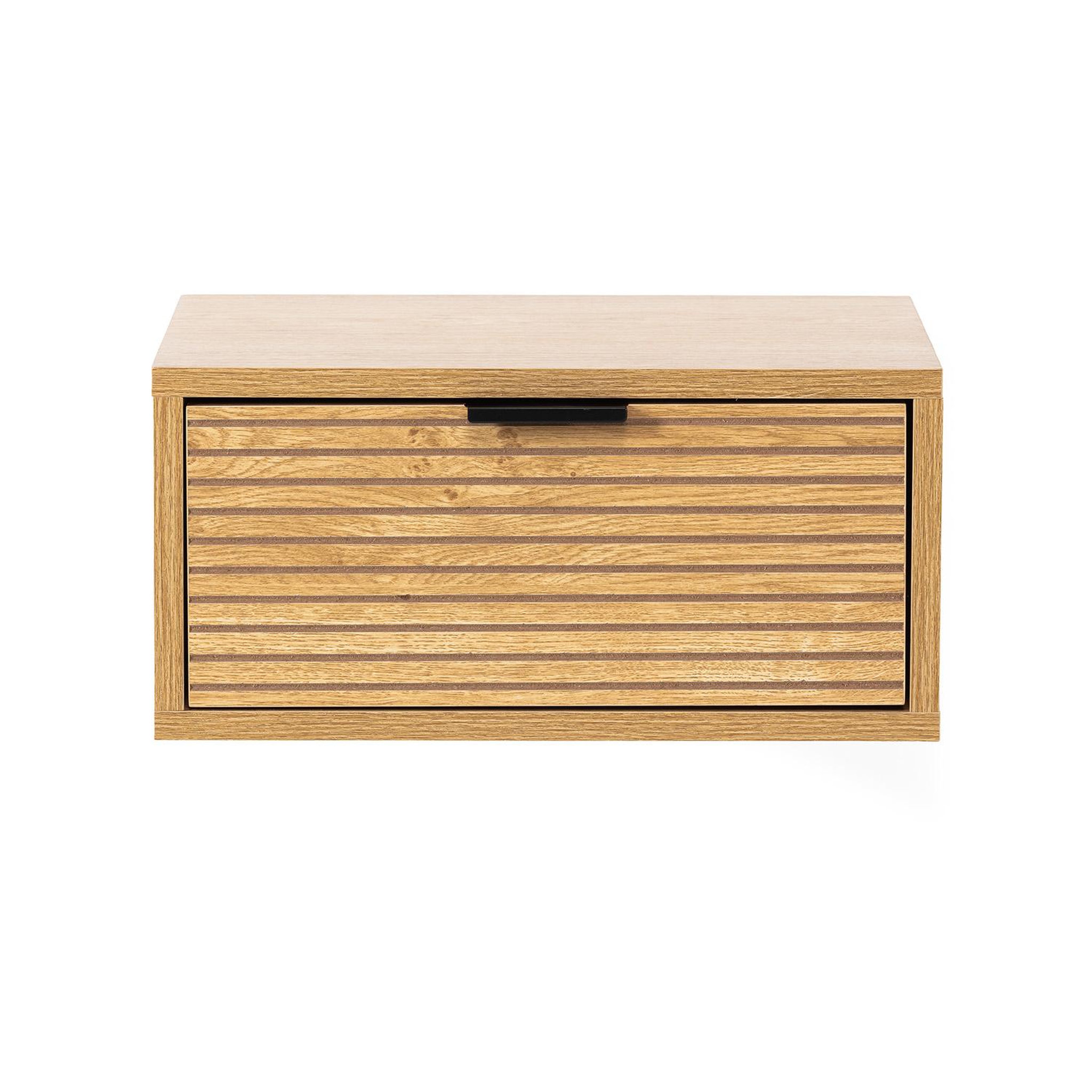 Voir la diapositive 4 : VS VENTA-STOCK Table de chevet flottante Mónica 1 tiroir effet Chêne