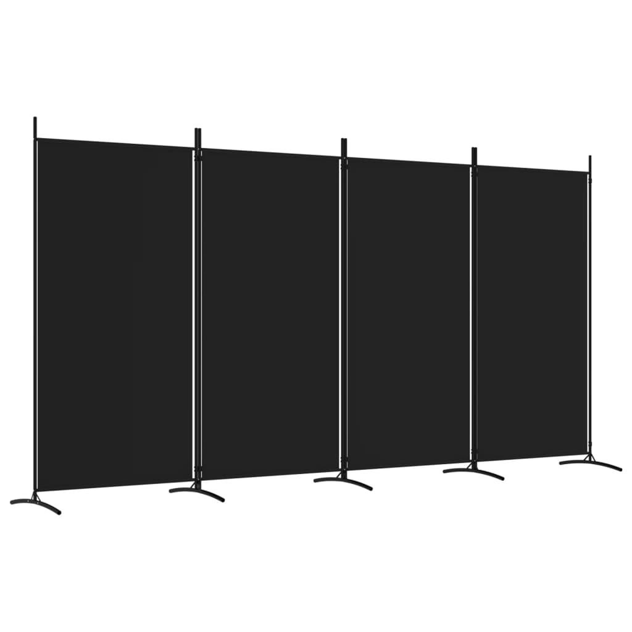Voir la diapositive 2 : VIDAXL Cloison de separation 4 panneaux Noir 346x180 cm Tissu