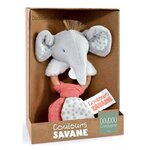 DOUDOU ET COMPAGNIE Hochet Elephant et tissus en coton