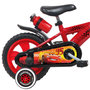 Voir la diapositive 2 : Disney Cars Vélo enfant - Modèle 12'' Cars pour enfant de 85/100 cm avec stabilisateurs - Plaque décorative avant - Porte bidon - 1 frein et roues batons
