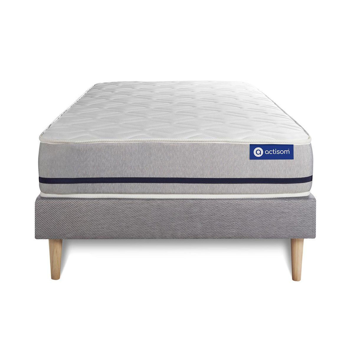 ACTISOM Ensemble matelas 90x190 ACTILATEX SOFT 3zones de confort + sommier KIT gris