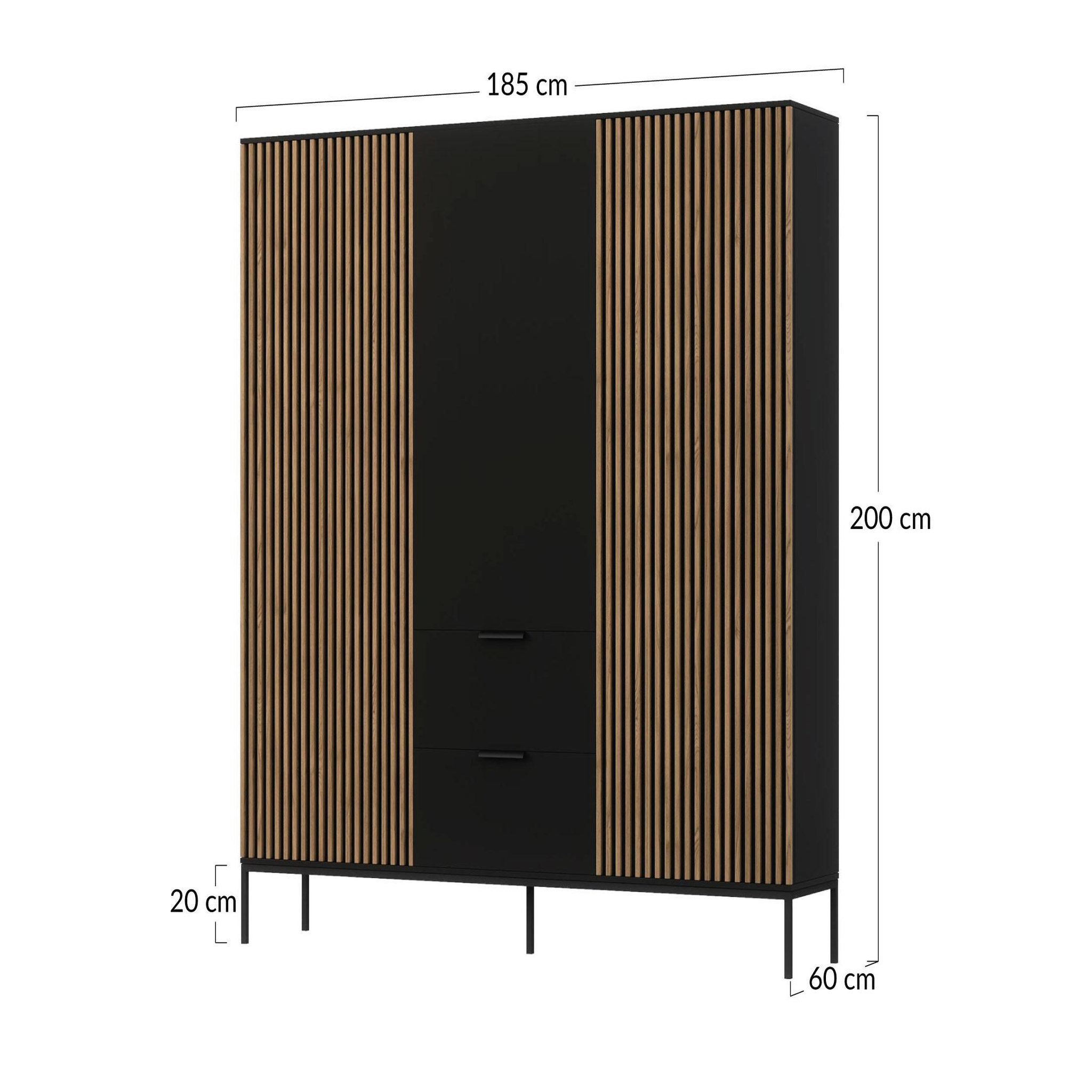 Voir la diapositive 6 : BEST MOBILIER Savanna - armoire - effet bois et noir - 185x200 cm