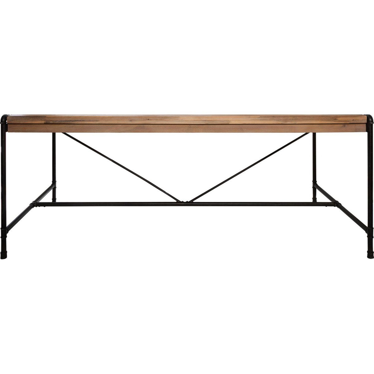 ATMOSPHERA Table à manger design bois et métal industriel Siam - L. 200 x H. 77 cm - Noir