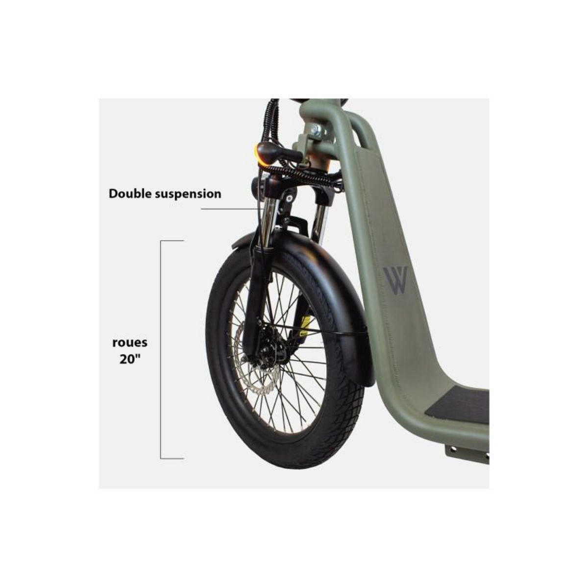 WISPEED Draisienne électrique Wispeed Cyclomobile léger homologué route 20 36V14Ah KAKI