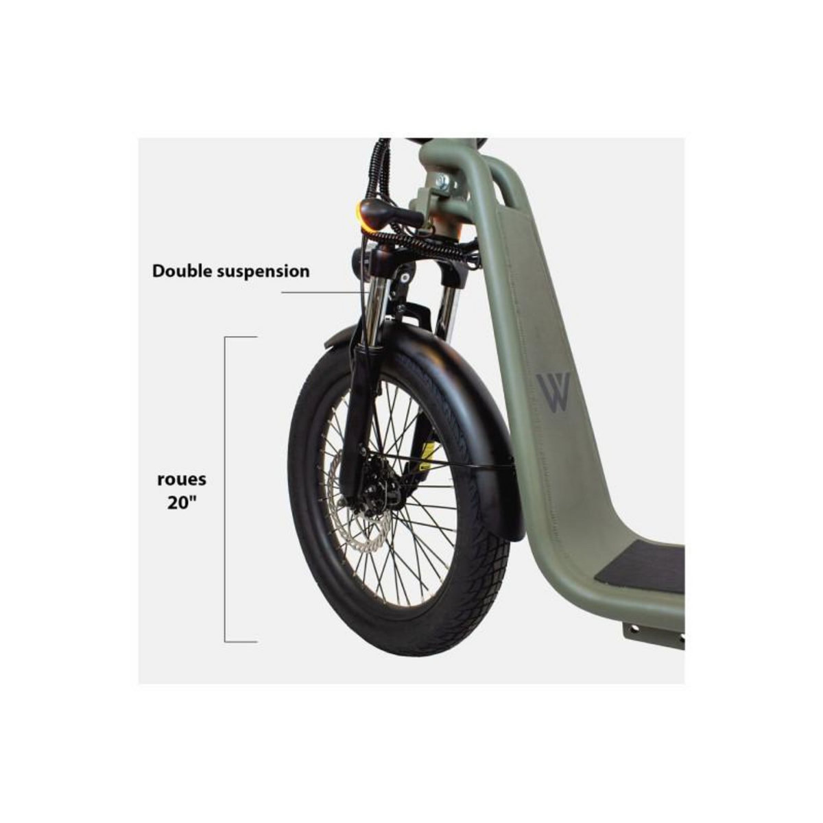 WISPEED Draisienne électrique Wispeed Cyclomobile léger homologué route 20 36V14Ah KAKI