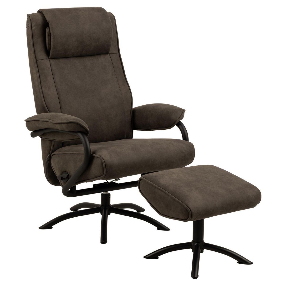 TOILINUX Fauteuil Hailey avec accoudoirs et repose pieds - Taupe
