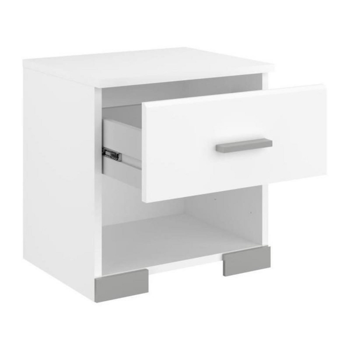 PARISOT Chambre complete ZODIAC : Lit 140x190 avec tiroir + Armoire 3 portes et 2 tiroirs + 2 chevets - Décor Blanc - PARISOT