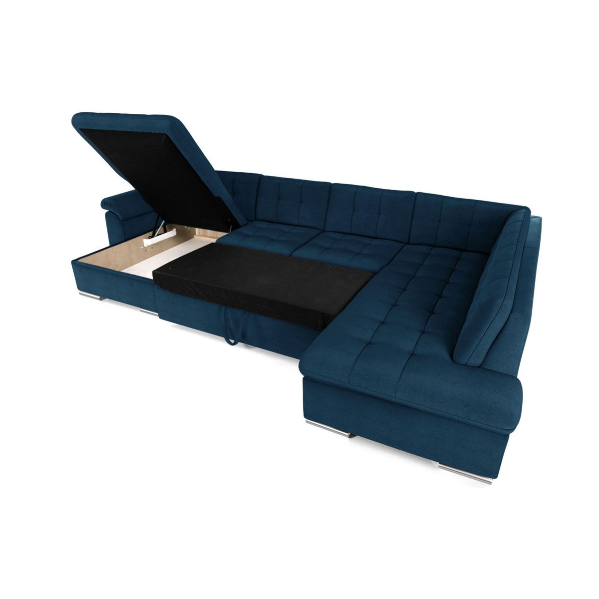 BEST MOBILIER Chuck - canapé panoramique xxl - convertible avec coffre - 7 places - droit