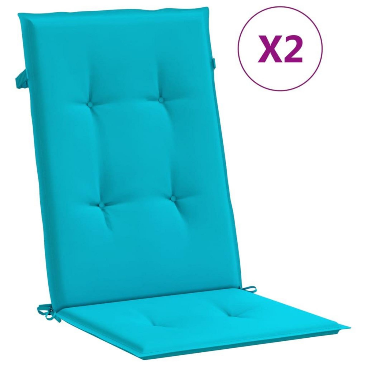 VIDAXL Coussins de chaise a dossier haut lot de 2 turquoise tissu