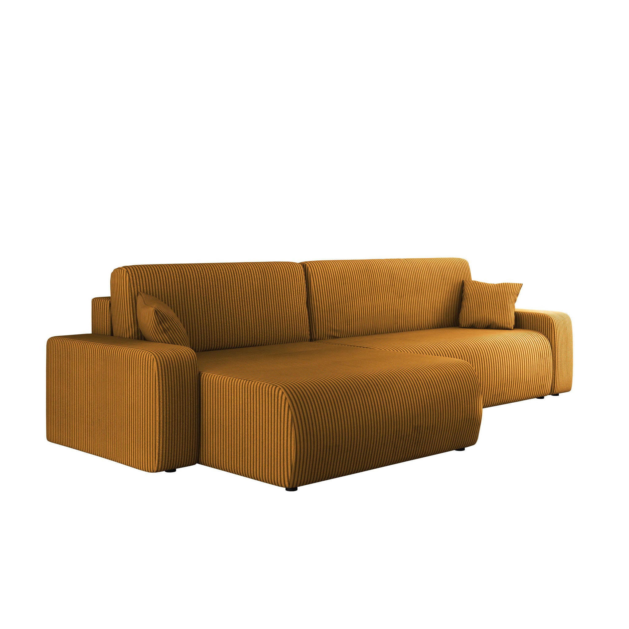 Voir la diapositive 5 : BEST MOBILIER Artemisa - canapé d'angle réversible 5 places convertible avec coffre en velours côtelé