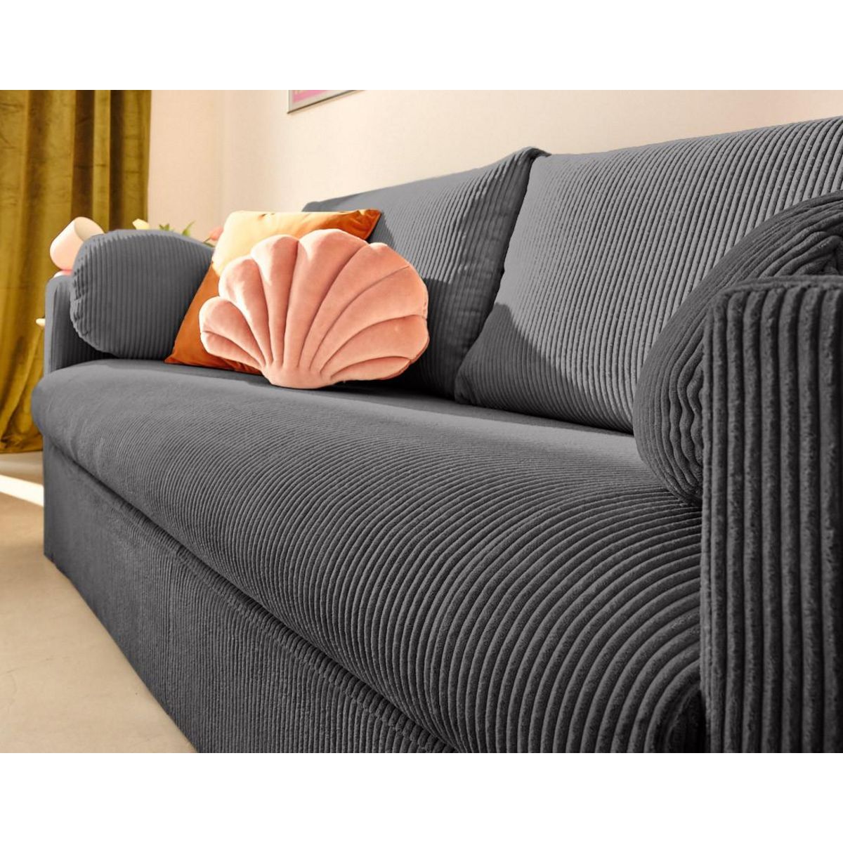 LISA DESIGN Serena - canapé droit déhoussable 3 places en velours côtelé