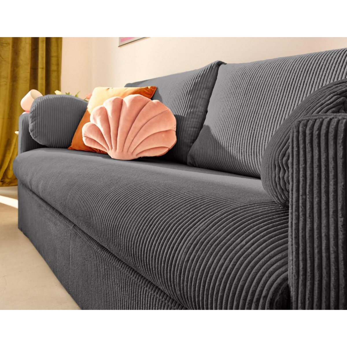 LISA DESIGN Serena - canapé droit déhoussable 3 places en velours côtelé