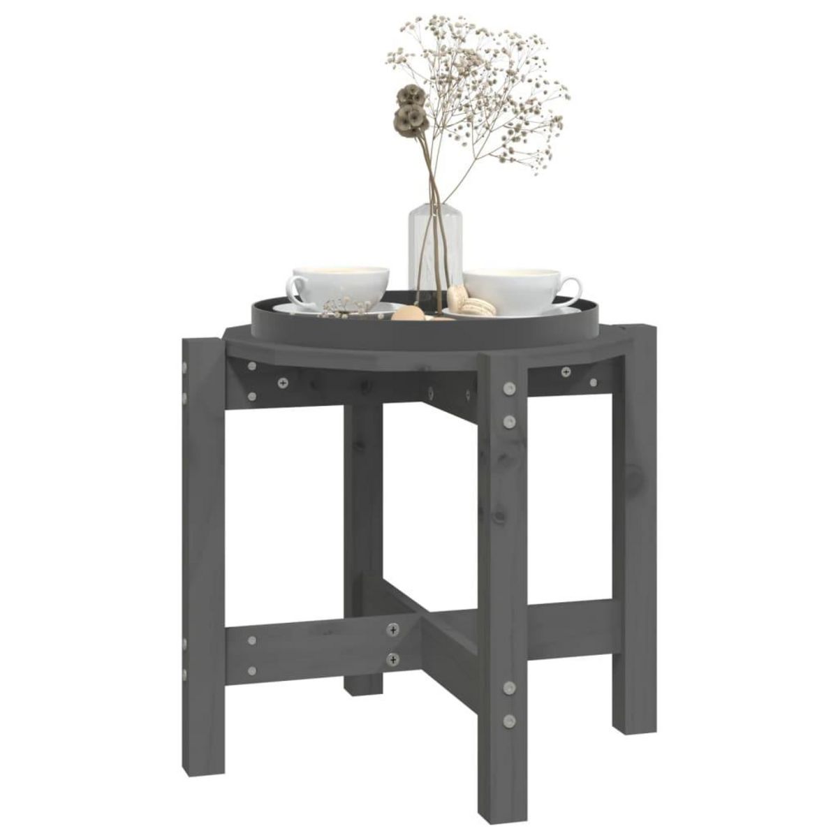 VIDAXL Table basse Gris Ø 52,5x45 cm Bois massif de pin