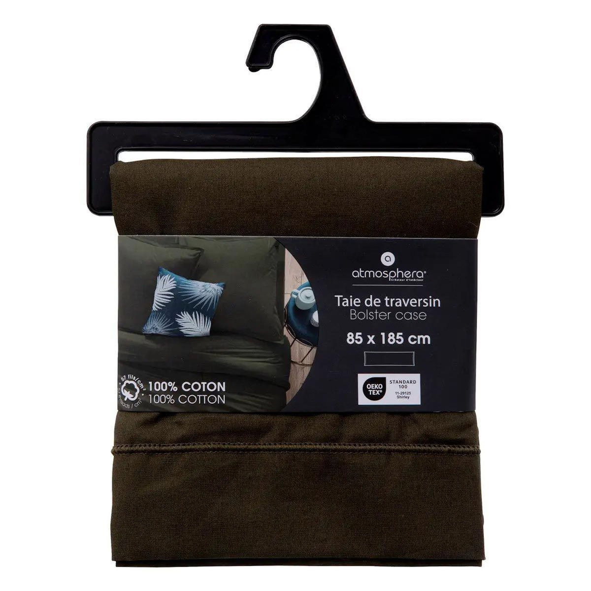 ATMOSPHERA Taie de Traversin  Alban  85x185cm Kaki