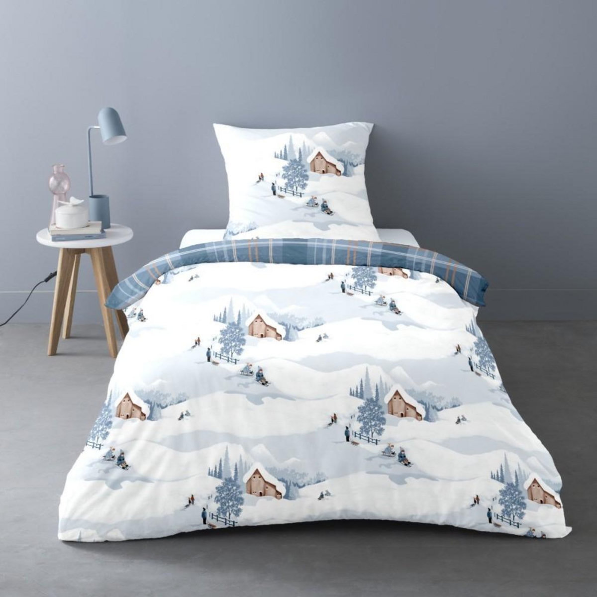 Dourev Housse de couette Flanelle 140x200 ALBA + 1 taie