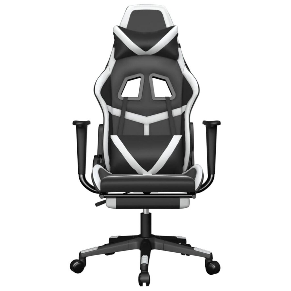 VIDAXL Chaise de jeu avec repose-pied Noir et blanc Similicuir
