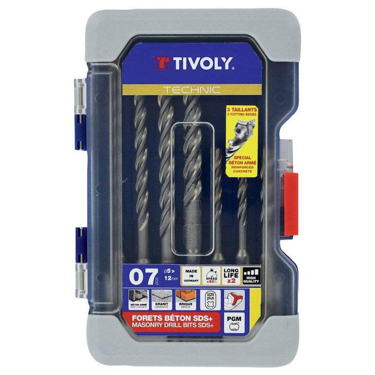 TIVOLY Lot de 7 forets à béton, TIVOLY, diam.5 à 12 mm