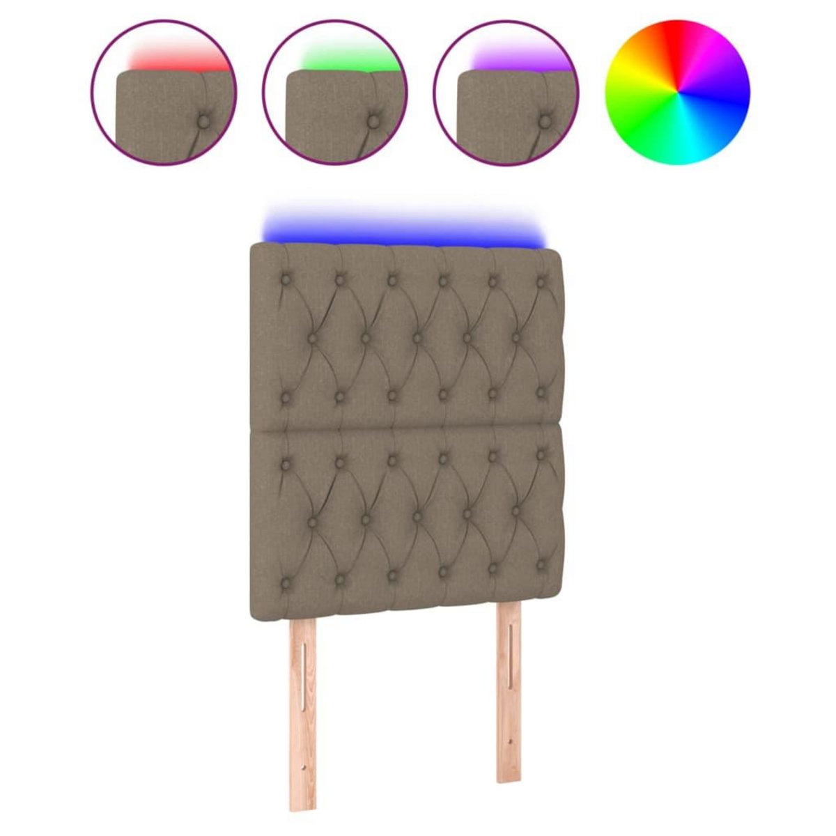 VIDAXL Tete de lit a LED Taupe 80x7x118/128 cm Tissu