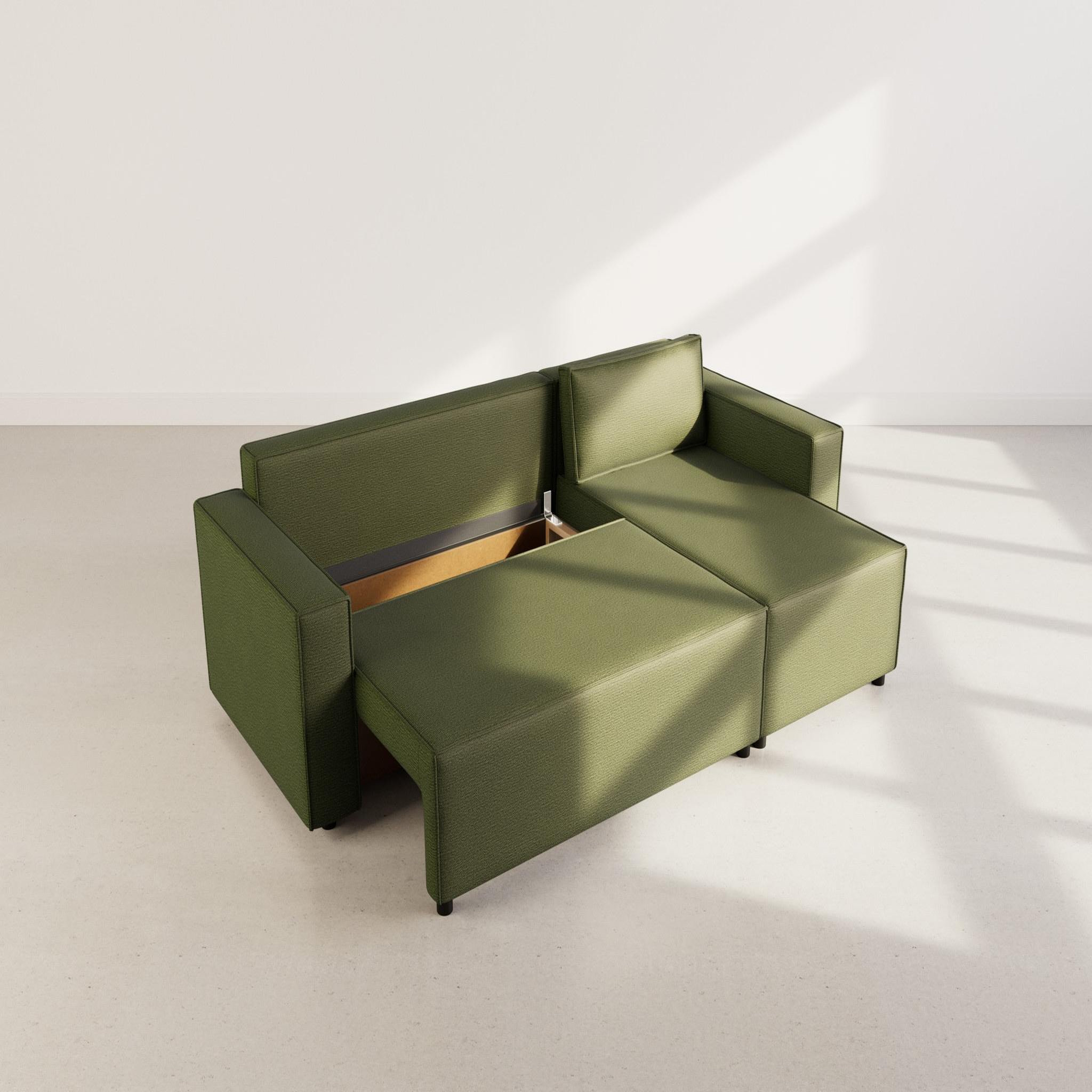 Voir la diapositive 3 : BEST MOBILIER Jonas - canapé d'angle réversible 4 places convertible avec coffre en tissu texturé