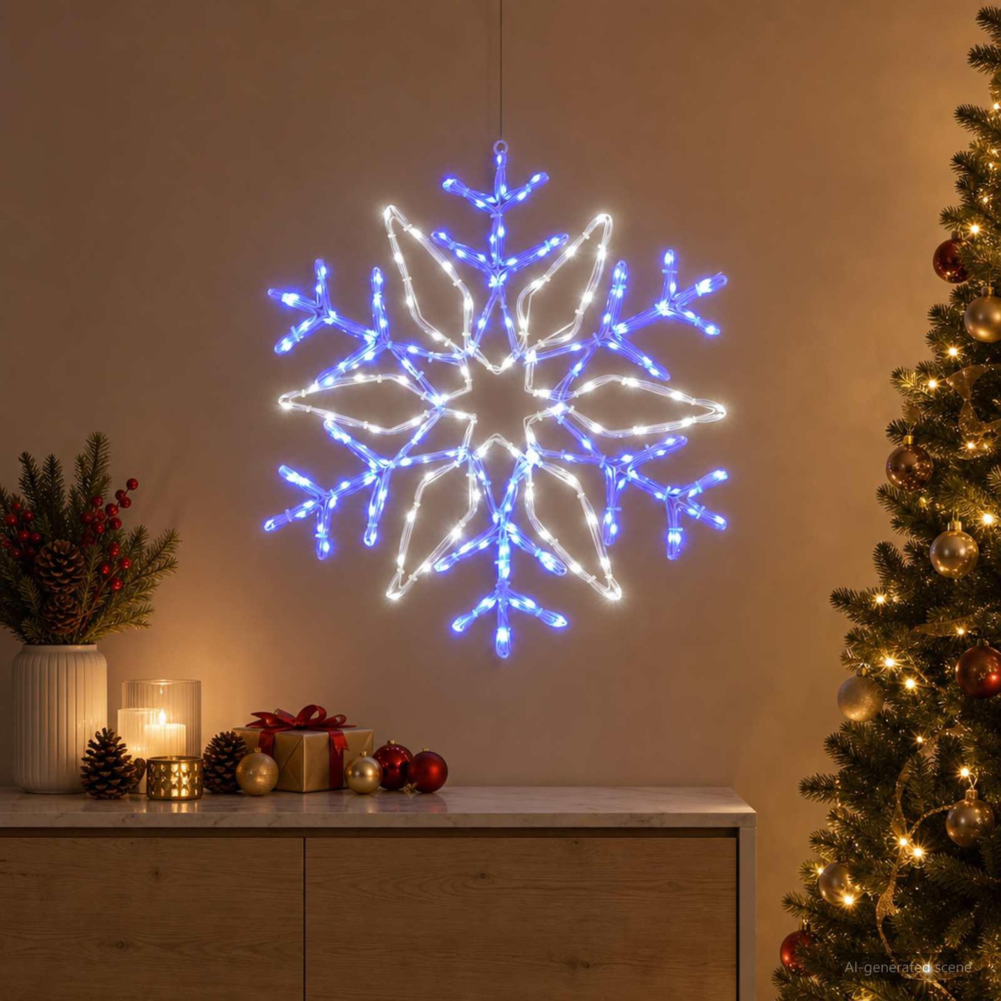 Voir la diapositive 2 : VIDAXL Flocon de neige lumineux de Noël LOVIISA 140 LED Blanc froid