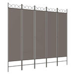 VIDAXL Cloison de separation 5 panneaux Anthracite 200x220 cm Tissu