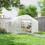 Voir la diapositive 2 : OUTSUNNY Serre de jardin 12 m² - serre tunnel 4 x 3 x 2 m porte 2 grandes fenêtres enroulables maillées acier galvanisé PE blanc