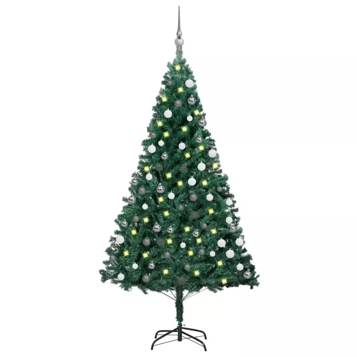 VIDAXL Arbre de Noël artificiel pre-eclaire et boules vert 120 cm PVC