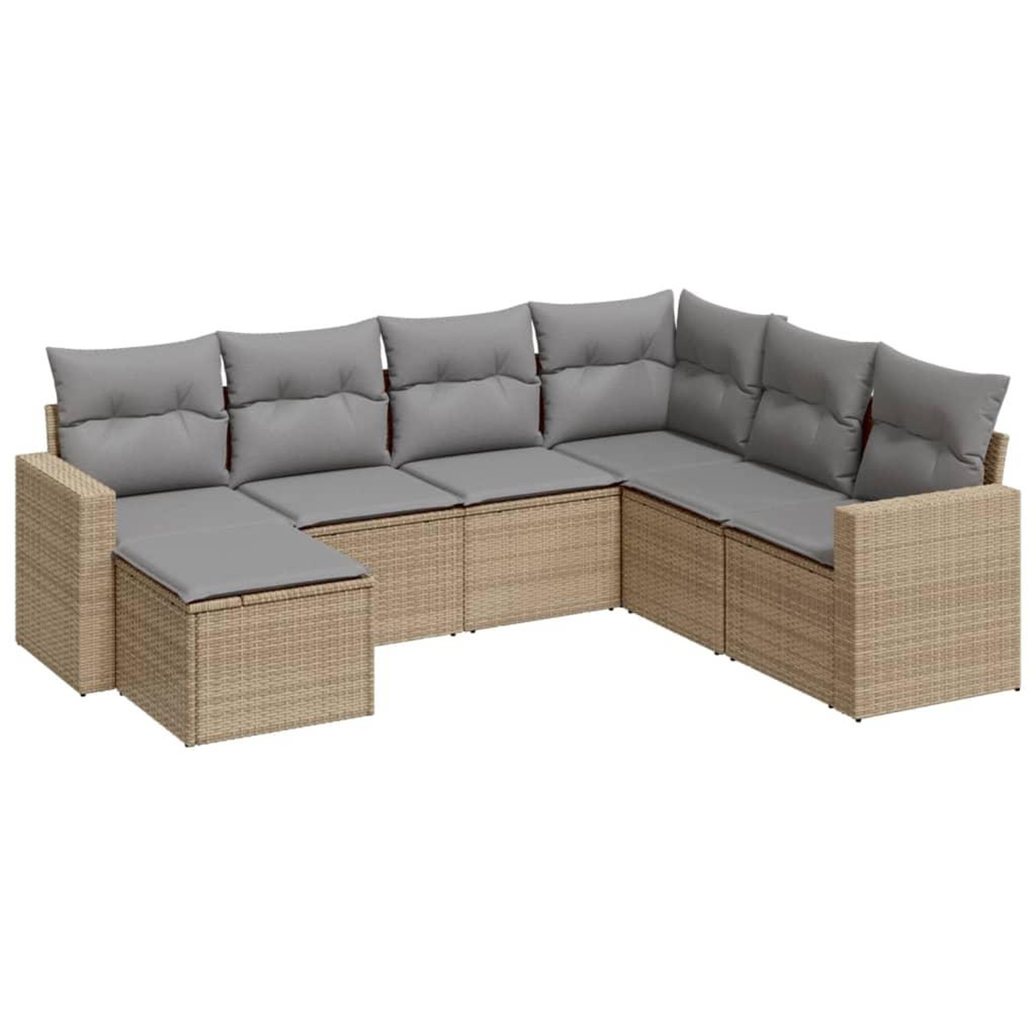 Voir la diapositive 2 : VIDAXL Salon de jardin avec coussins 7 pcs beige resine tressee