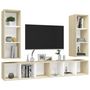 Voir la diapositive 3 : VIDAXL Meubles TV muraux 4 pcs Blanc et chene sonoma Bois d'ingenierie
