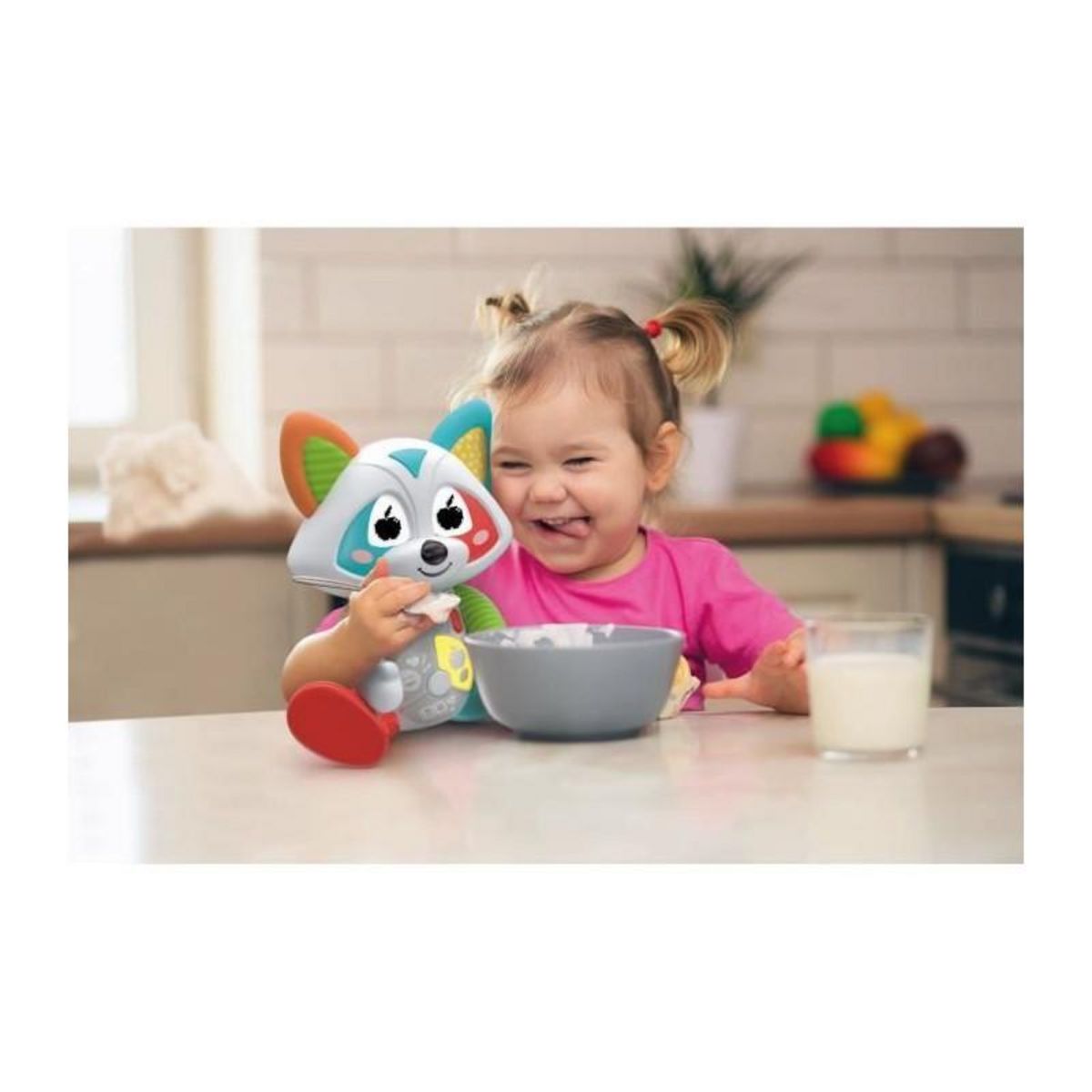 CLEMENTONI Baby Clementoni - Oliver, le raton-laveur joueur - Jeu intéractif - 4 modes de jeux : Émotions, Repas, Histoire et Exploration