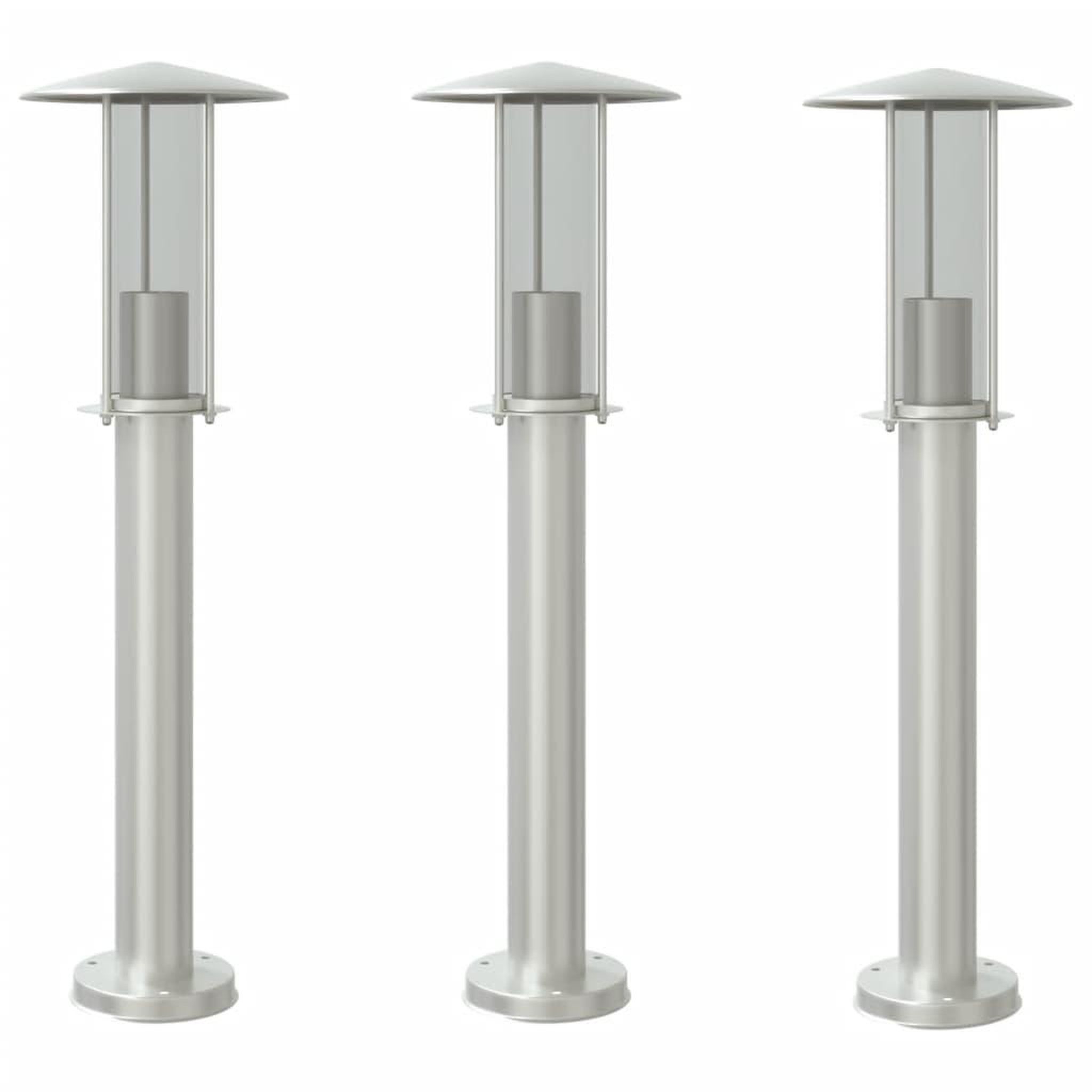 Voir la diapositive 2 : VIDAXL Lampadaires d'exterieur 3 pcs argente 60 cm acier inoxydable