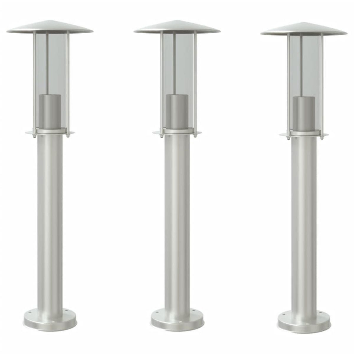 VIDAXL Lampadaires d'exterieur 3 pcs argente 60 cm acier inoxydable