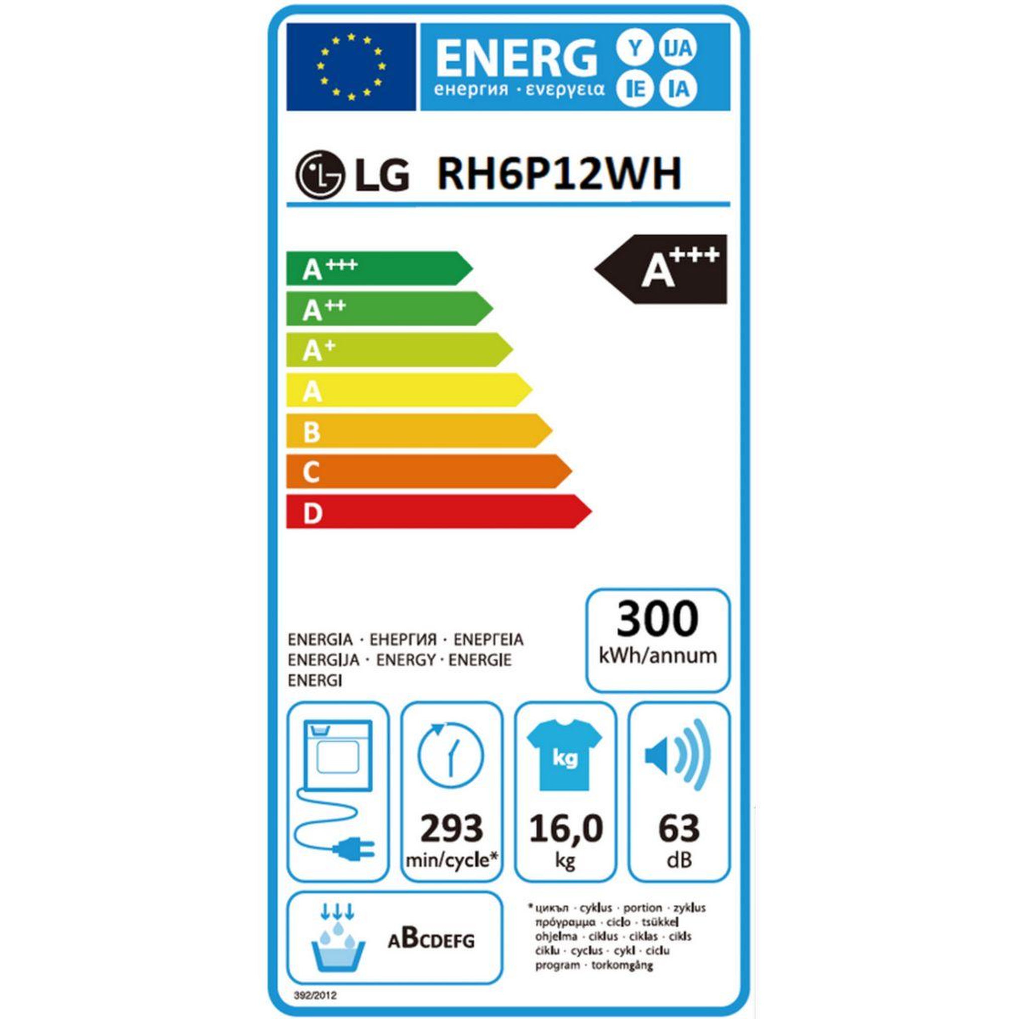 Voir la diapositive 6 : LG Sèche linge pompe à chaleur RH6P12WH
