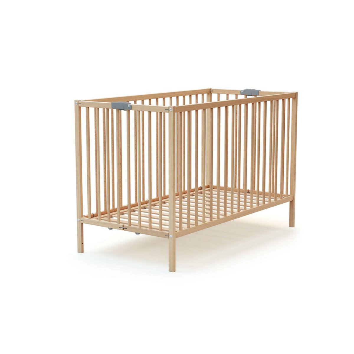 AT4 Lit bois pliant vernis naturel a barreaux webaby