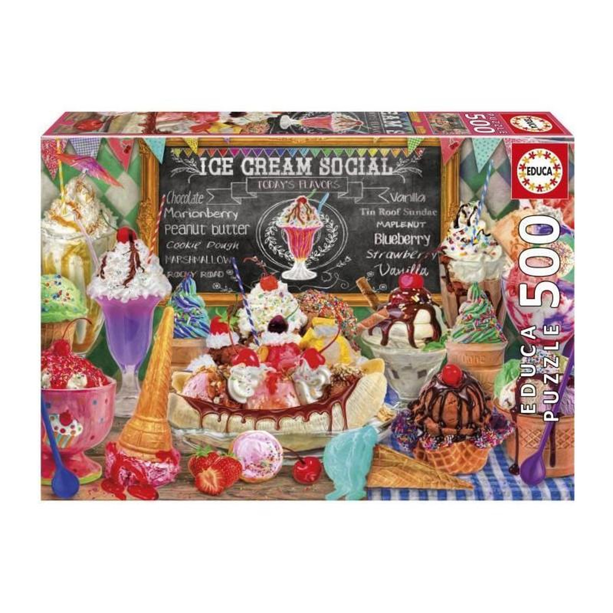 EDUCA Puzzle 500 pièces – Boutique de glaces – Scène gourmande colorée – 48 x 34 cm – Dès 10 ans – Educa