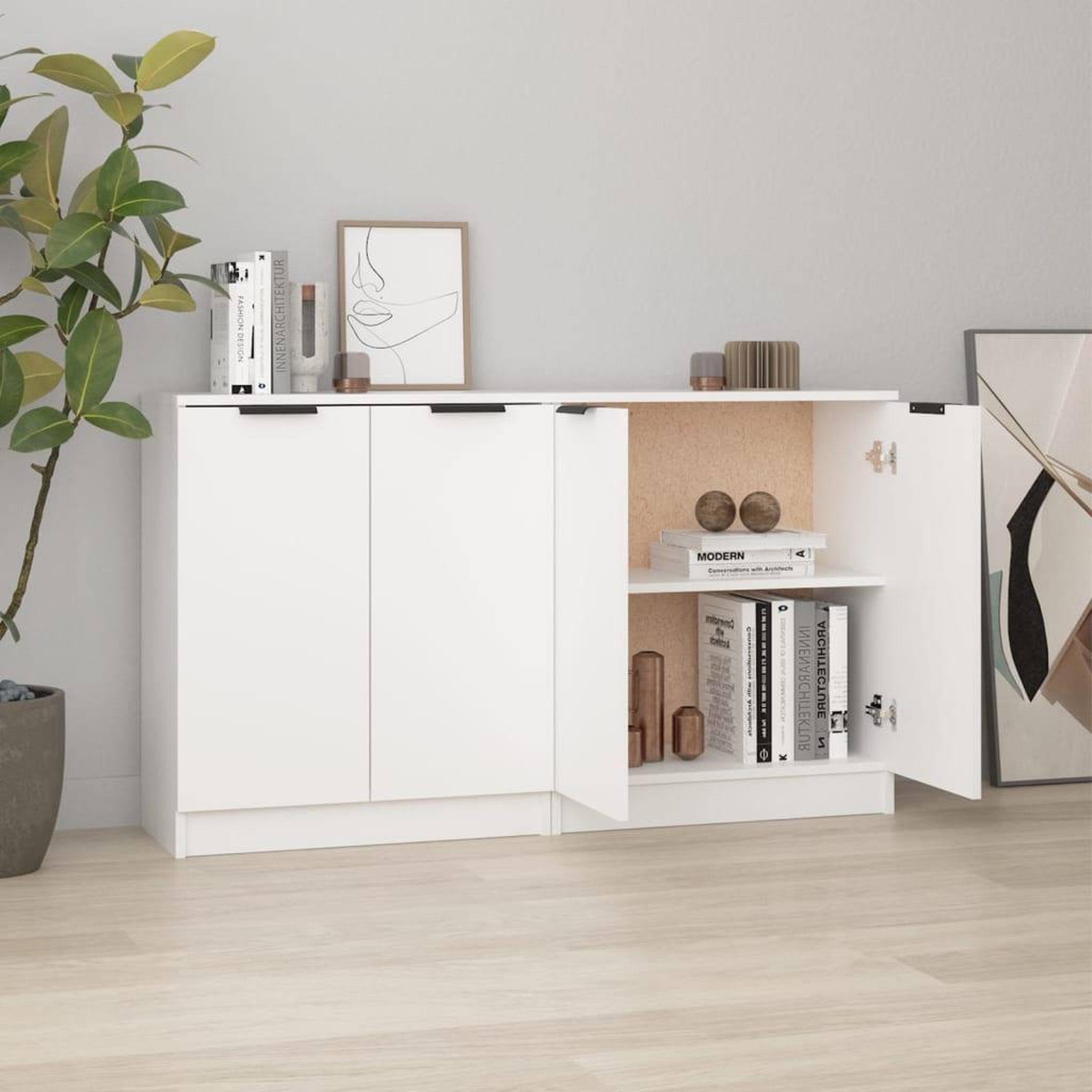 VIDAXL Buffets 2 pcs blanc 60x30x70 cm Bois d'ingenierie