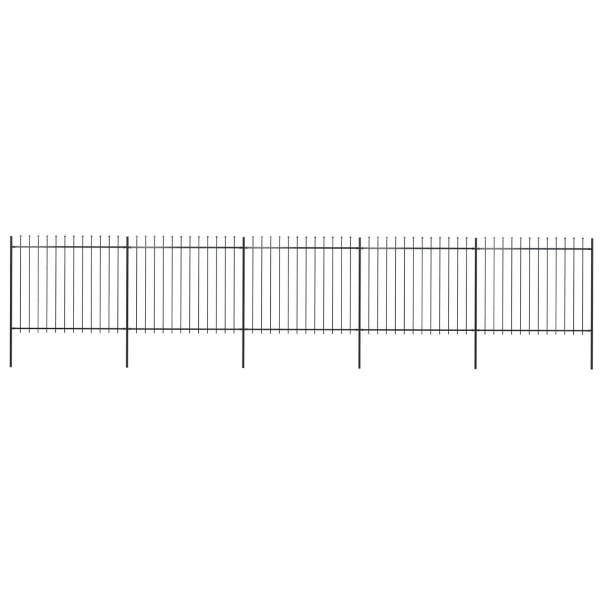 VIDAXL Cloture de jardin avec dessus en lance Acier 8,5 x 1,5 m Noir