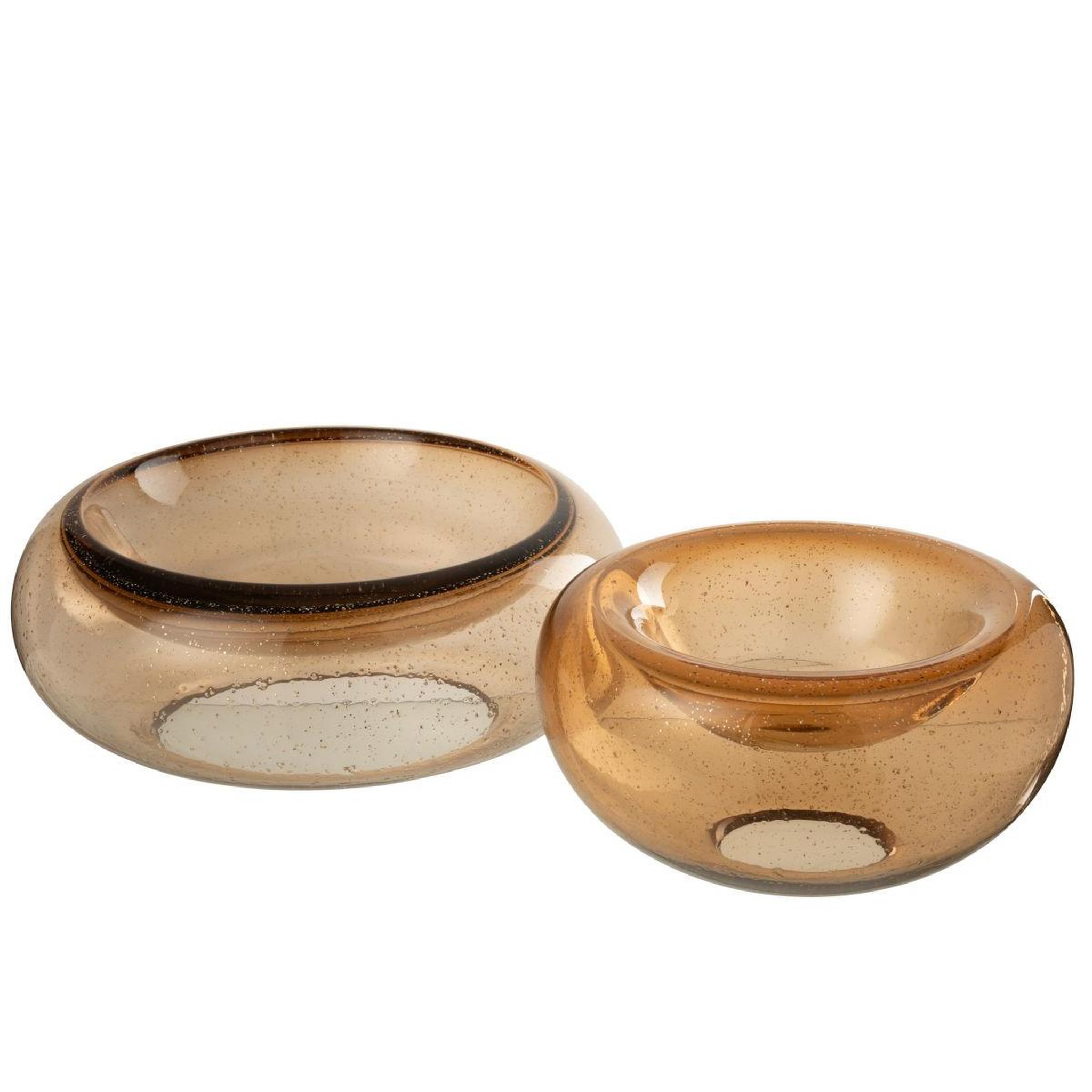 Voir la diapositive 2 : J-LINE Coupelle déco en verre  carol  26cm caramel