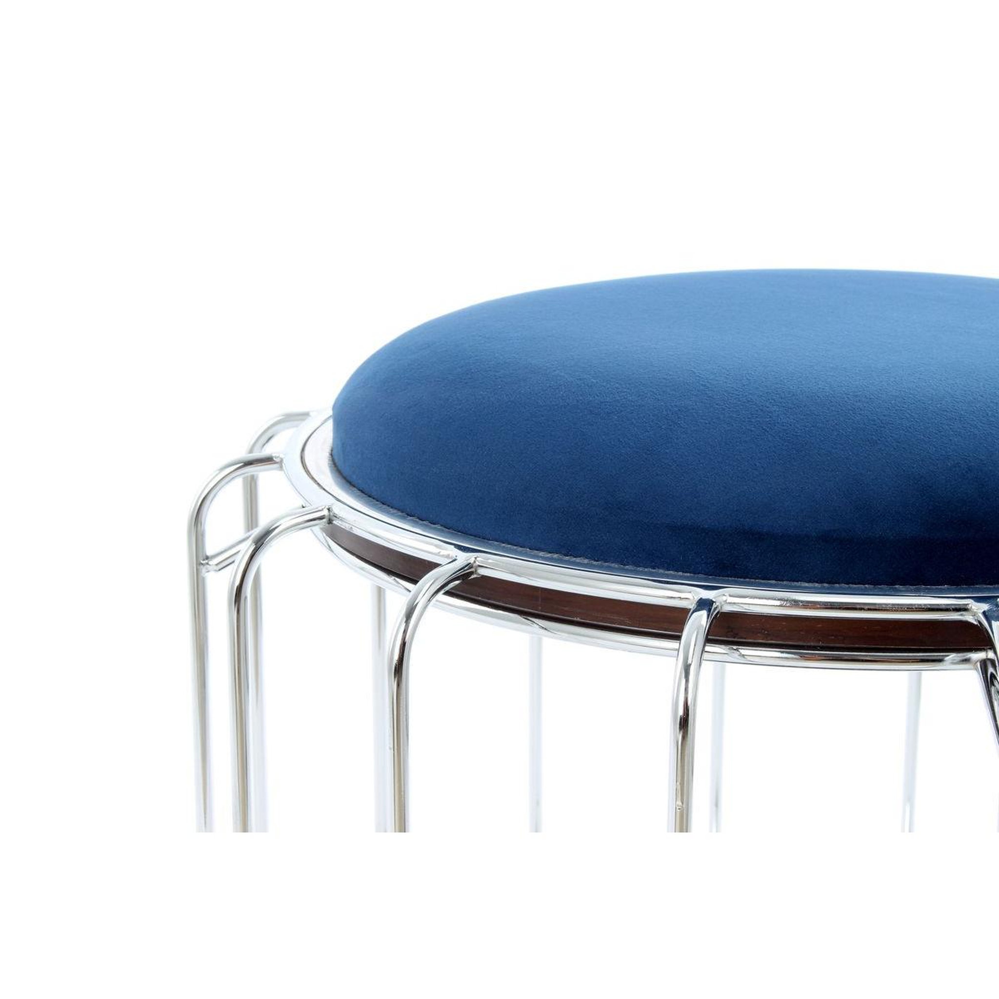 Voir la diapositive 2 : Paris Prix Pouf & table d'appoint  comfortable  50cm bleu & argent