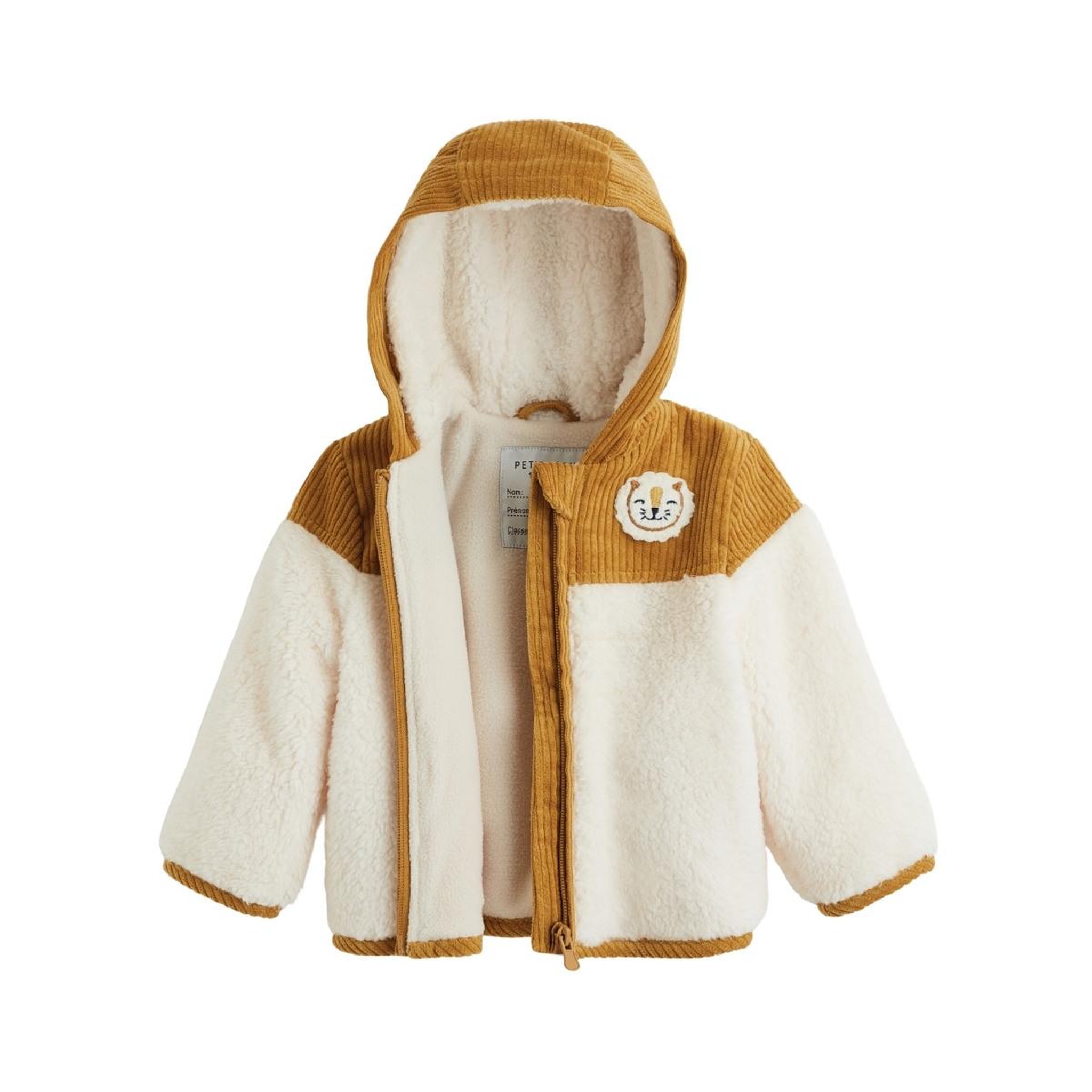 Voir la diapositive 4 : PETIT BEGUIN Veste bébé intérieur polaire avec capuche charly