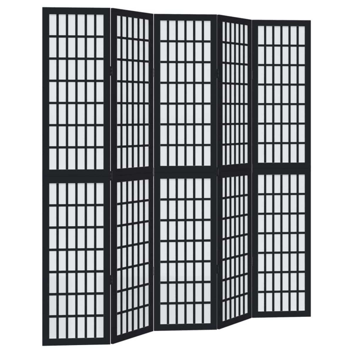 VIDAXL Cloison de separation 5 panneaux noir bois de paulownia massif