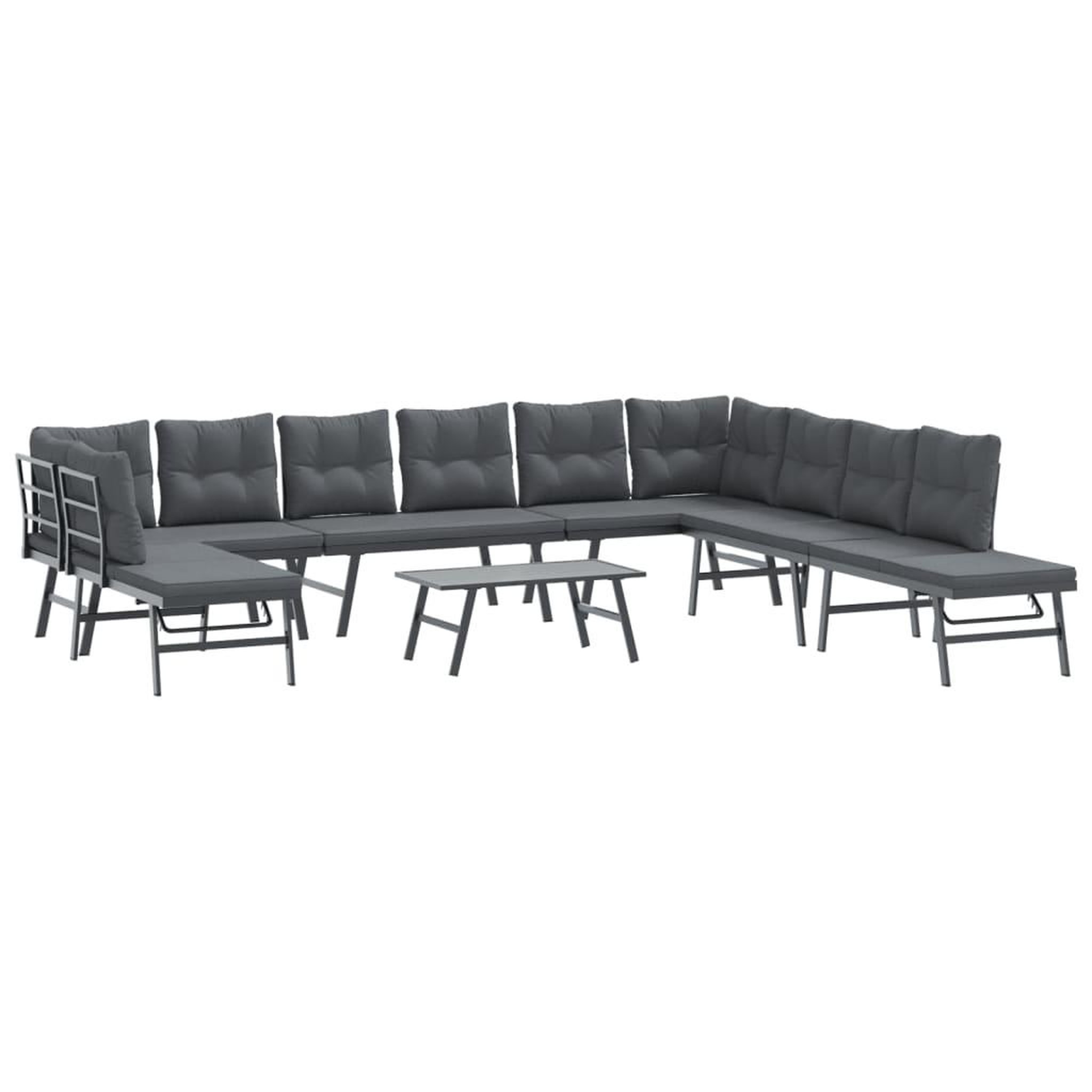 Voir la diapositive 2 : VIDAXL Bancs de jardin avec coussins lot de 6 acier enduit de poudre