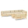 Voir la diapositive 2 : VIDAXL Salon de jardin 9 pcs avec coussins creme bois de pin massif