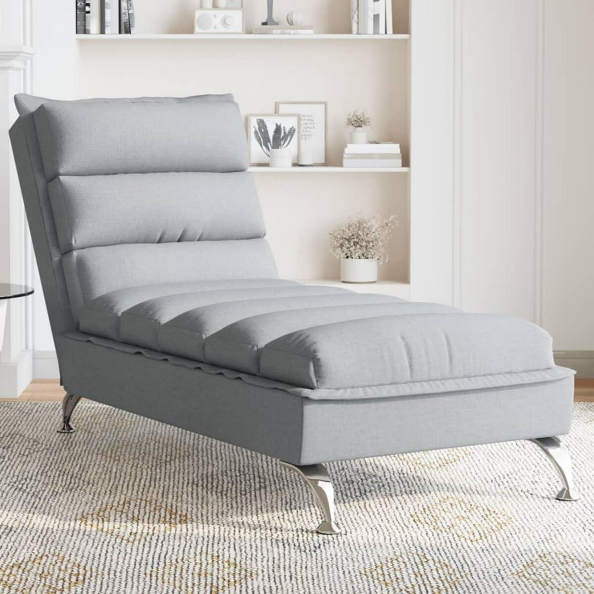 VIDAXL Chaise longue avec coussins gris clair tissu