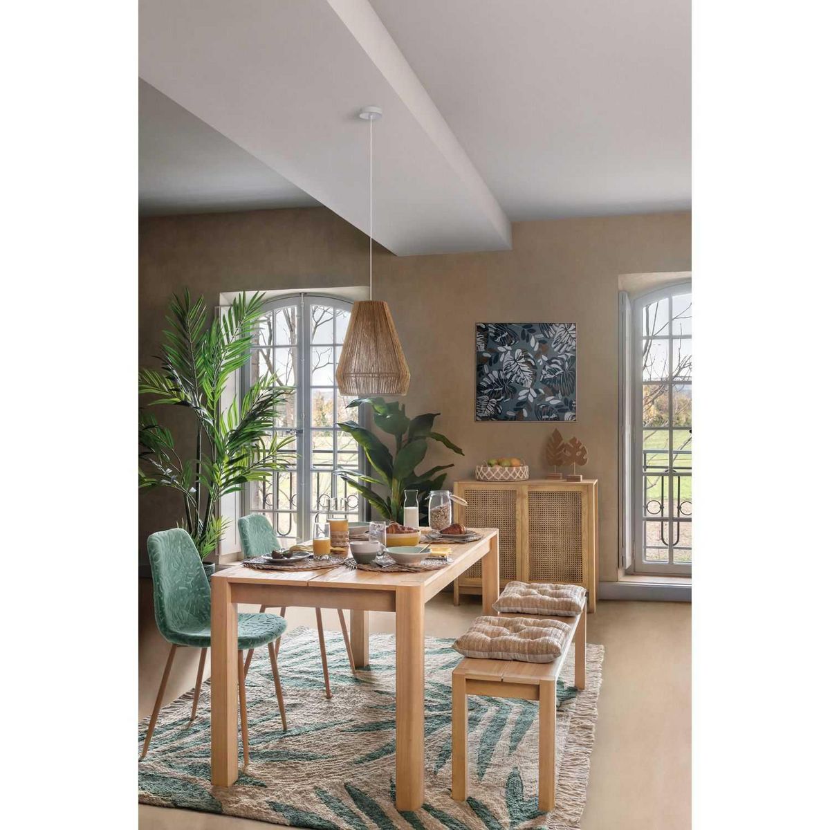 ATMOSPHERA Table à manger 6 places en bois ARTY - Beige