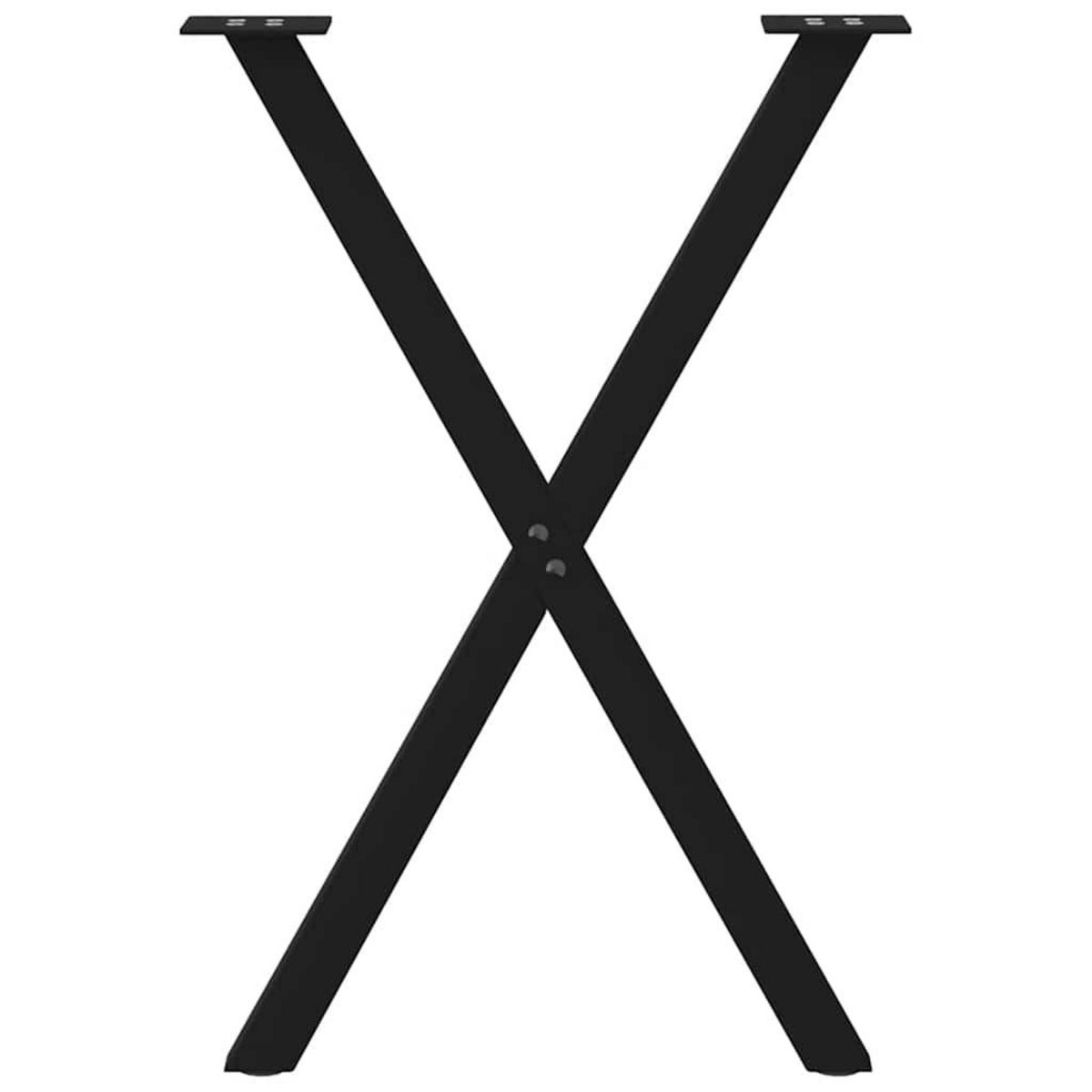 VIDAXL Pieds de table a manger forme de X 2 pcs noir 50x(72-73) cm